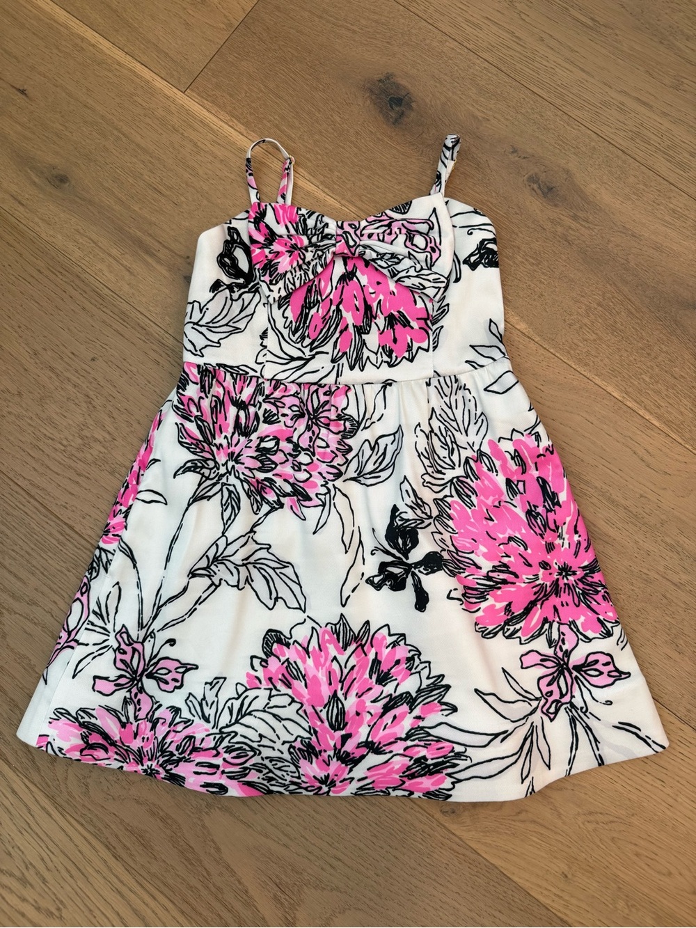 Lilly Pulitzer White Dress with Pink and Black Floral Print